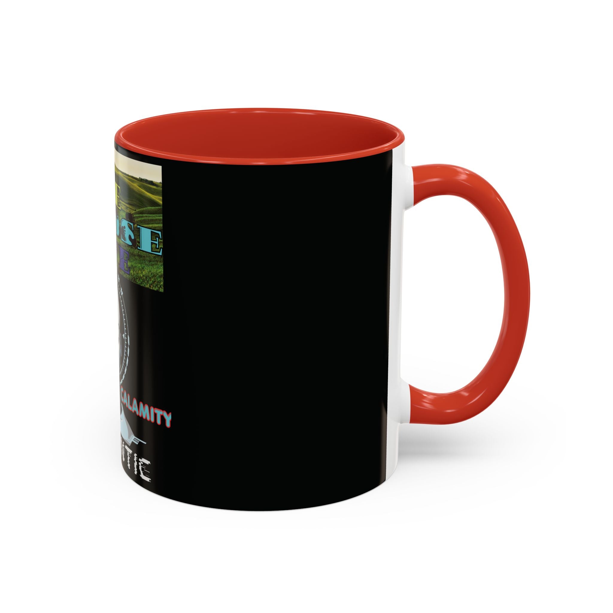 We Choose Life Accent Coffee Mug — Sci‑Fi Robot Design, Authentic CalamityVirtual Theme (11/15oz)
