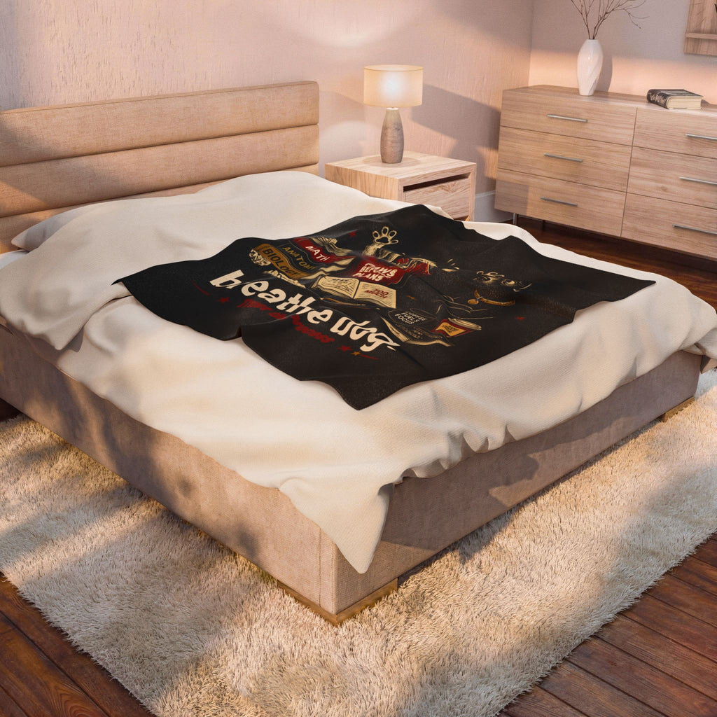 Plush Blanket — "Breathe Dog" Stress Relief Dog Print Velveteen Throw