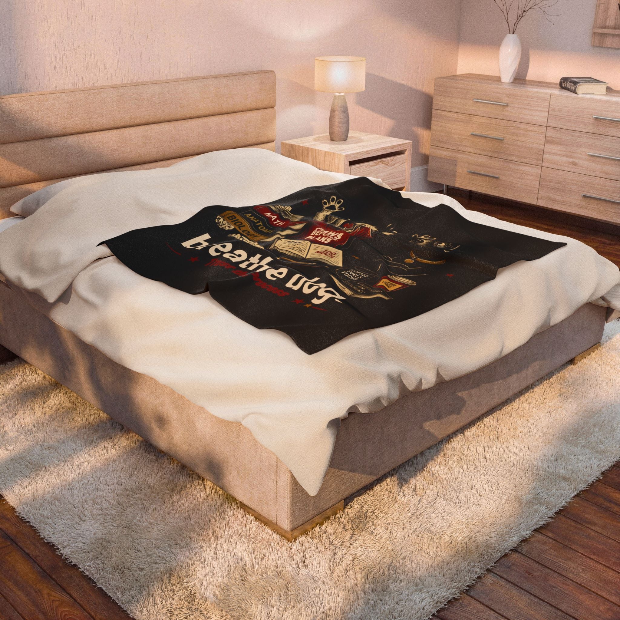 Plush Blanket — "Breathe Dog" Stress Relief Dog Print Velveteen Throw